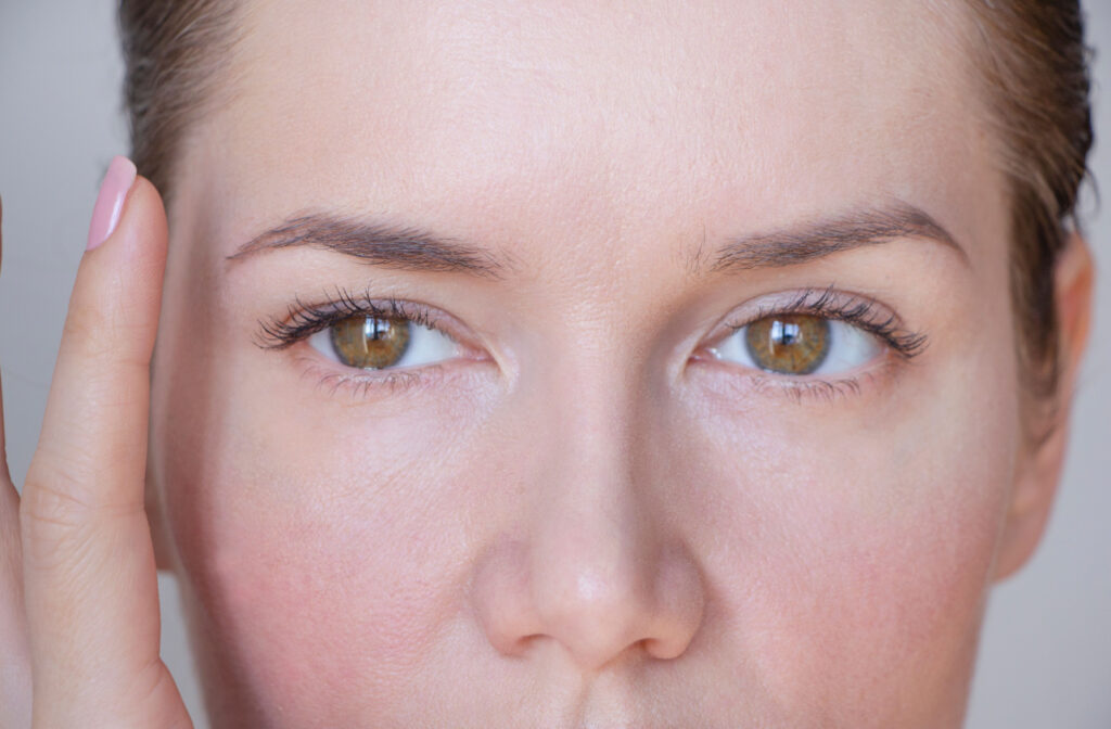 A close-up view of a woman's eyes